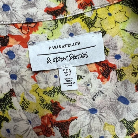 & Other Stories Yellow and Red Floral Blouse - Picture 3 of 7